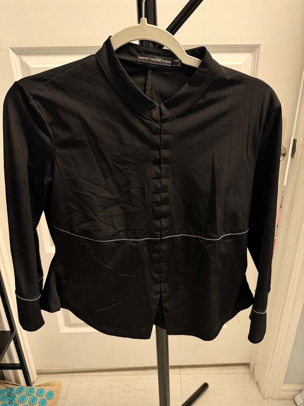 Marithe + Francois Girbaud Black Mandarin Collar Jacket Size S